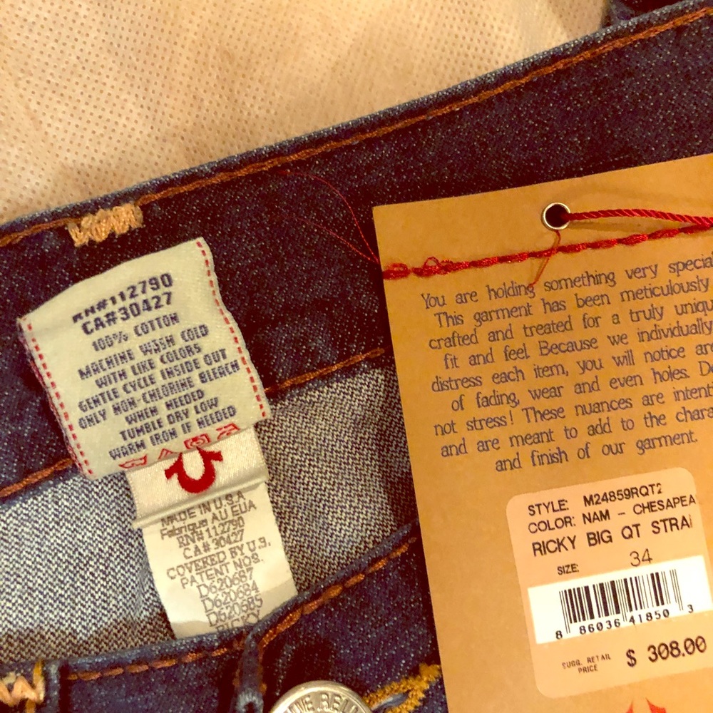 100% Authentic True Religion jeans- Men’s size 34